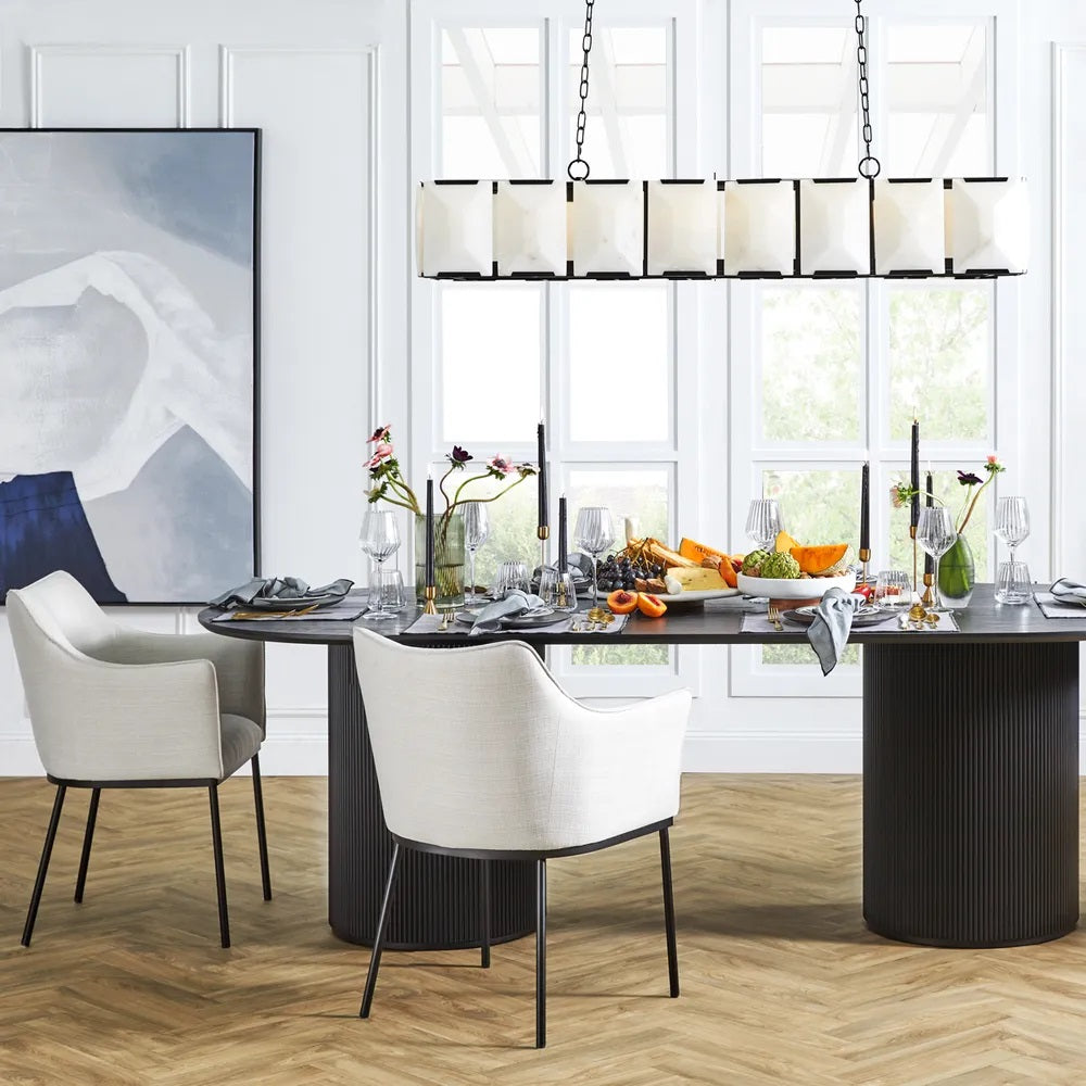 Black Dining Tables | White Dining Chairs