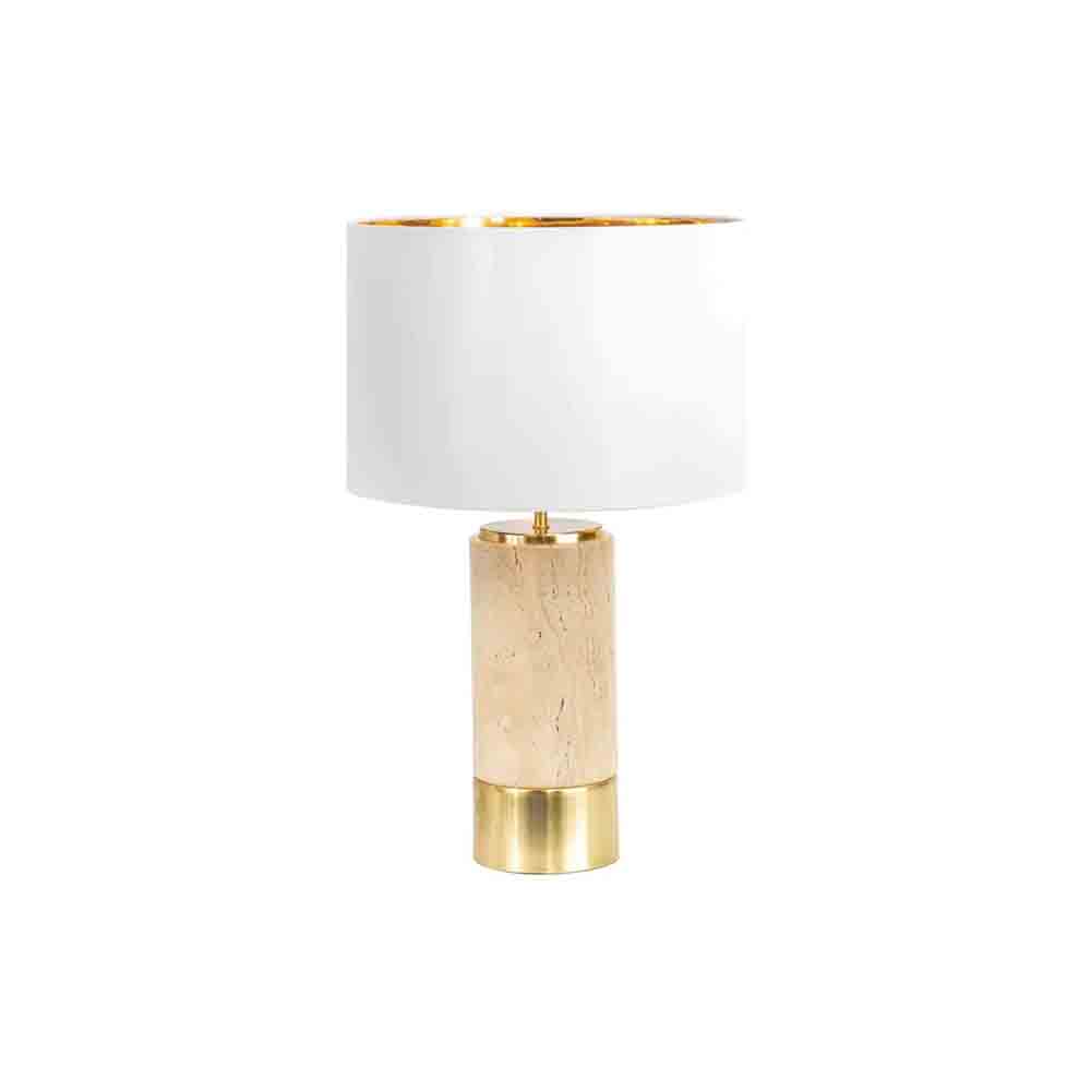 Travertine Table Lamp - Gold Base