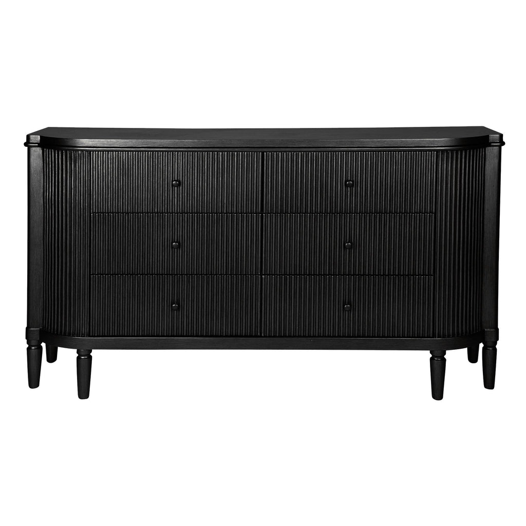 Arienne 6 Drawer Black Chest | Black Art Deco Chest of Drawers