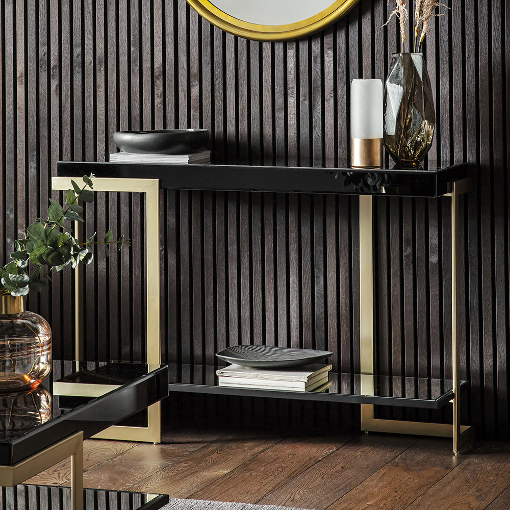 Manhattan Black & Gold Console Table | Gold Console Table