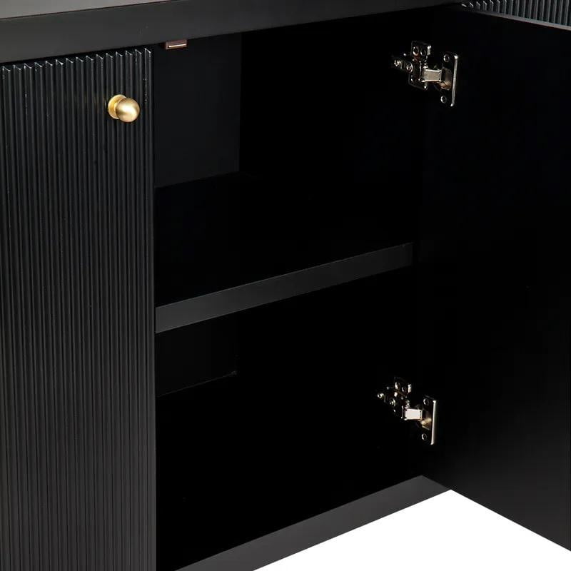 Adele 4 Door Black Buffet | Luxury Black Buffet Cabinet