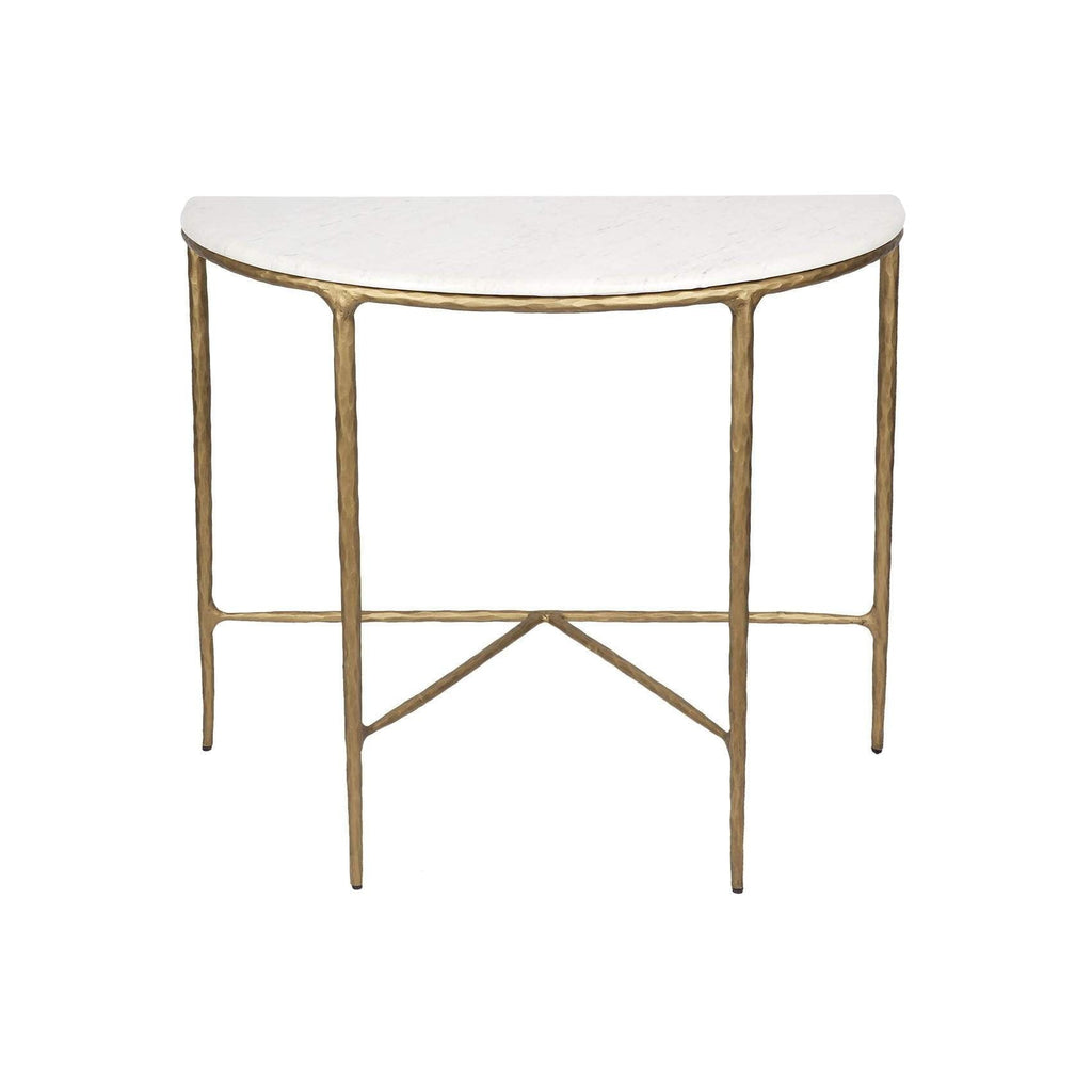 Heston Round Marble Console Table  - Brass | Round Marble Hallway Table
