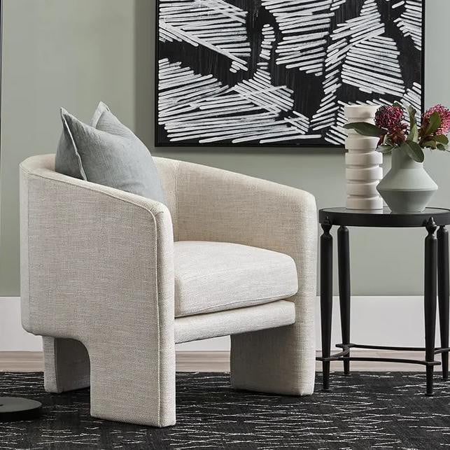 Koko Curved Occasional Chair | Natural Linen Armchair