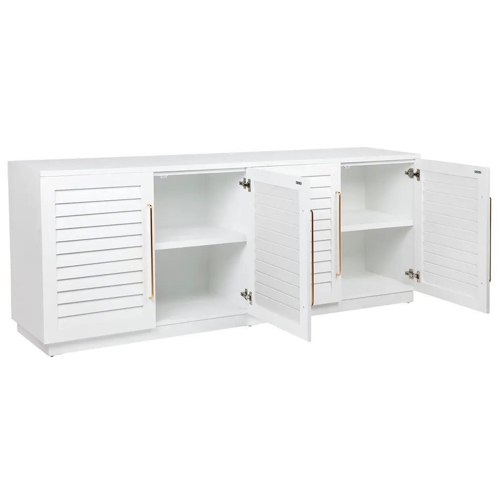 Monaco White Buffet Storage with 4-Doors for Living Room