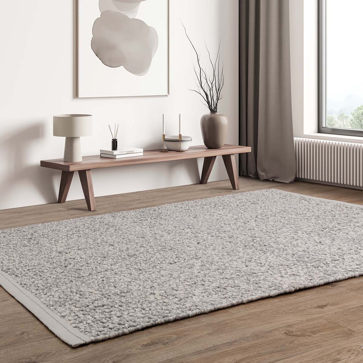 Elme Rugs Asiatic Elm Silver Boucle Rug – Attica House