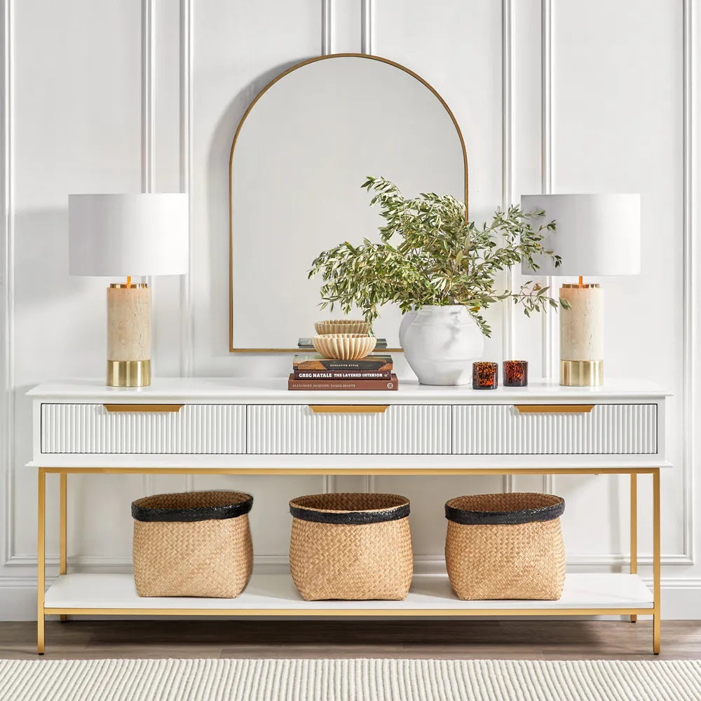 Ripple Gold Console Table - White