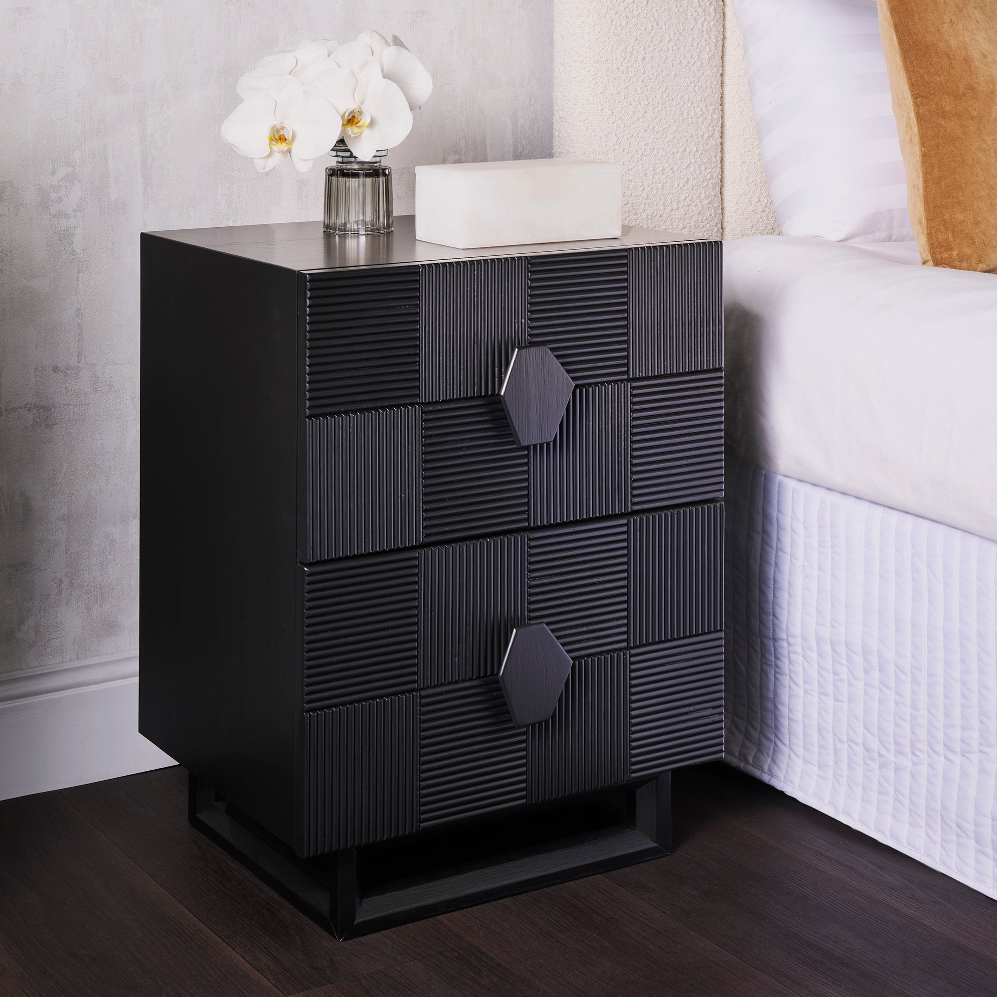 Luxury Bedside Table & Nightstand | Astoria - Small Black Attica House Luxury Bedside Table & Nightstand | Astoria - Small Black Attica House