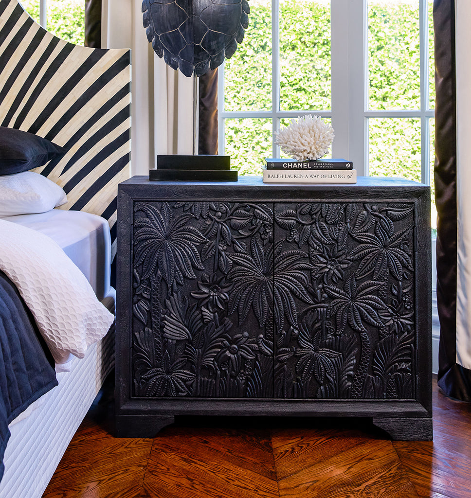 Ascot Hand Carved 2-Door Cabinet - Black