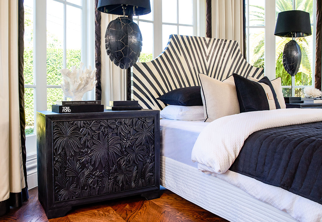 Ascot Hand Carved 2-Door Cabinet - Black