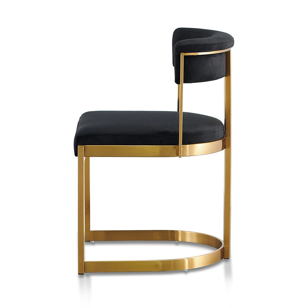 Aston Gold Dining Chair - Black Velvet