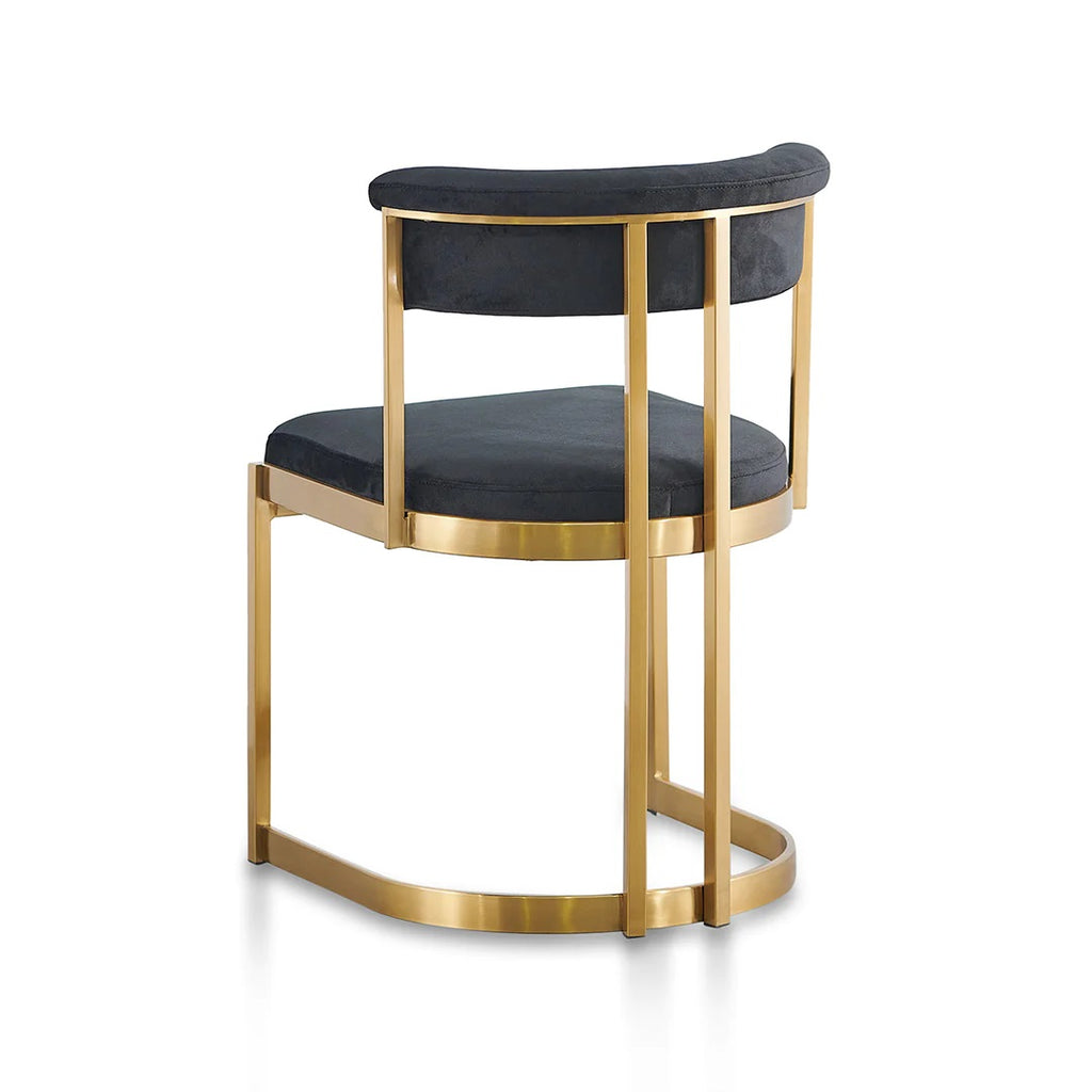 Aston Gold Dining Chair - Black Velvet