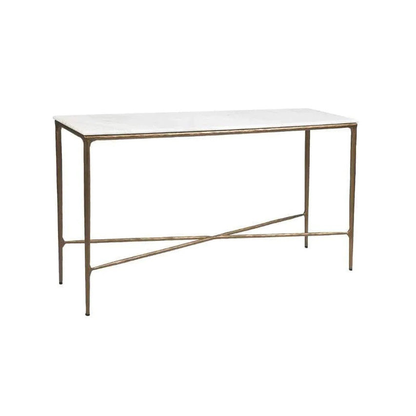 Heston White Marble Console Table - Brass