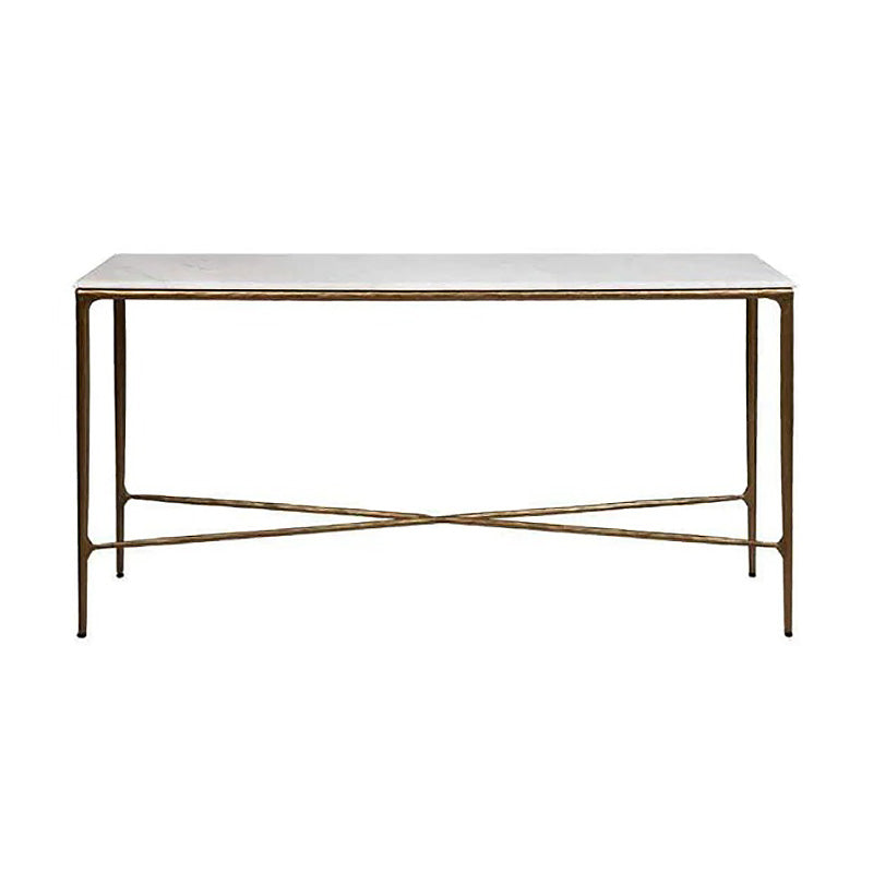 Heston White Marble Console Table - Brass Base