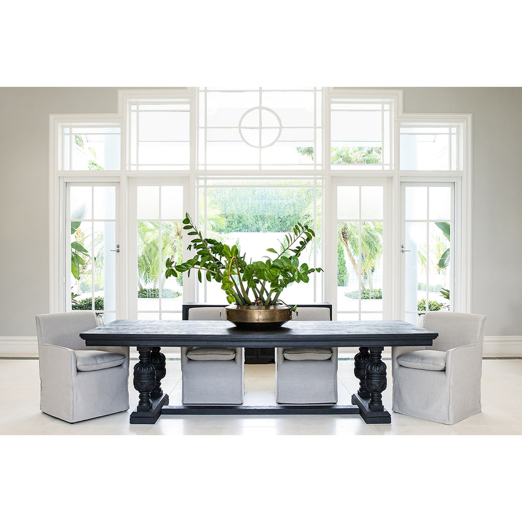 Santorini Carved Dining Table 2.8m - Black
