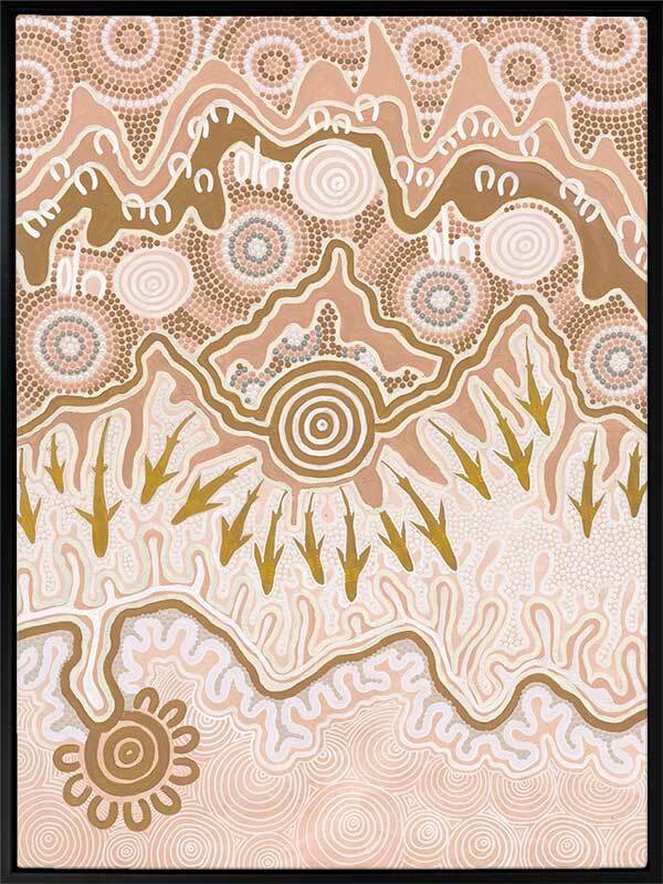 Birrbay Connection Blush Pink Aboriginal Wall Art