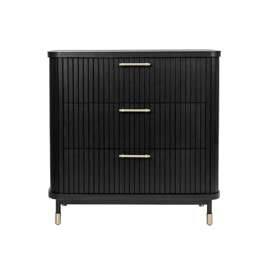 Boston Oak 3 Drawer Chest - Black