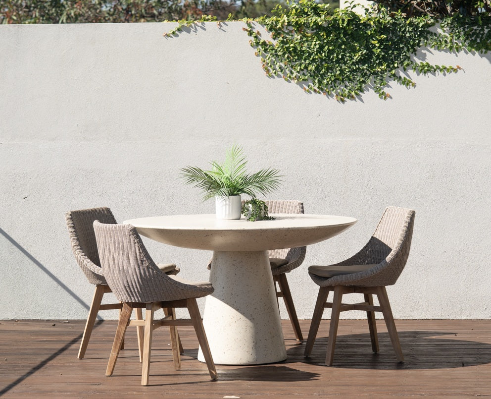 Byron Bay Stone Round Dining Table - 130cm