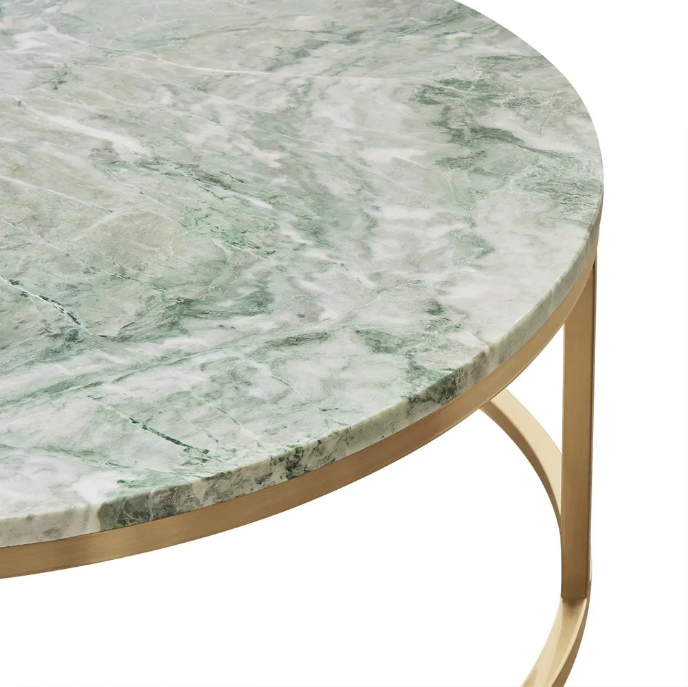 Cloe Dusty Jade Marble Nesting Coffee Table - Gold