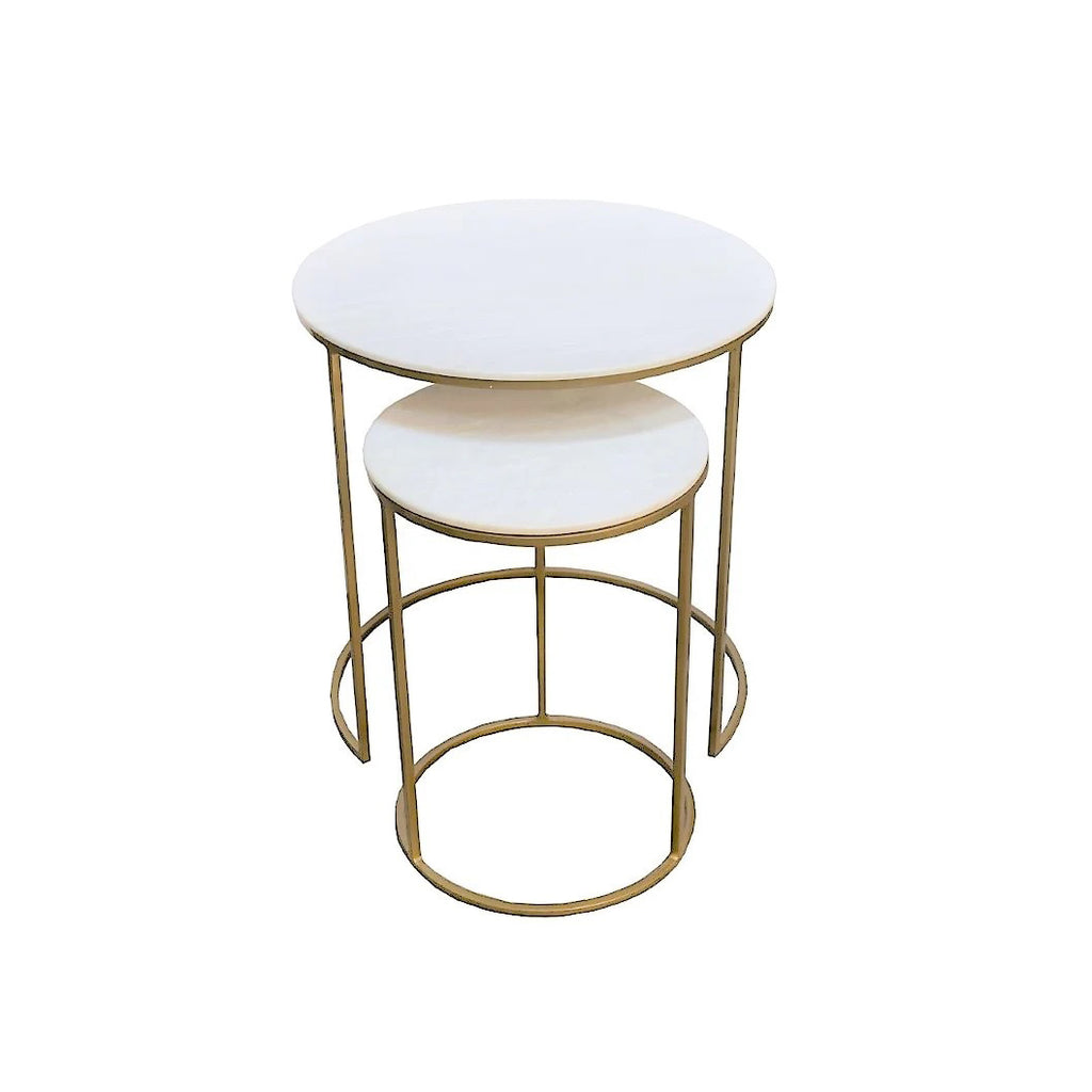 Cloe Marble Side Table Set - Gold