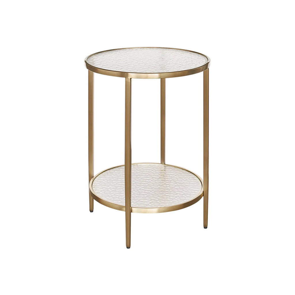 Cloe Rippled Glass Side Table - Gold