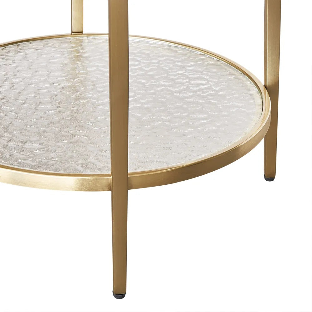 Cloe Rippled Glass Side Table - Gold