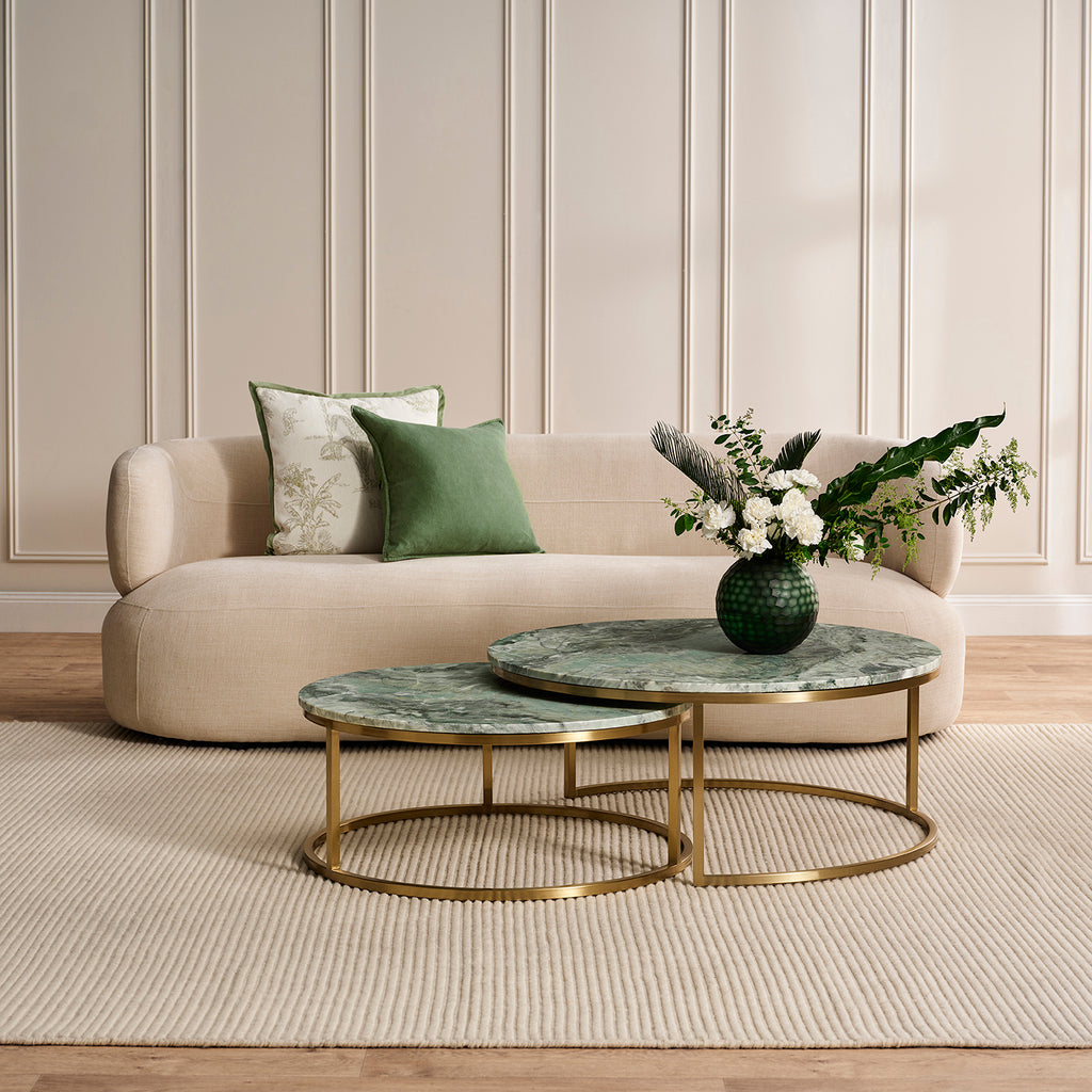 Cloe Dusty Jade Marble Nesting Coffee Table - Gold