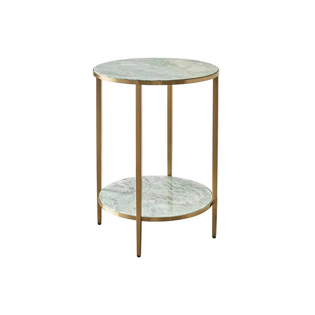 Cloe Dusty Jade Marble Side Table - Gold
