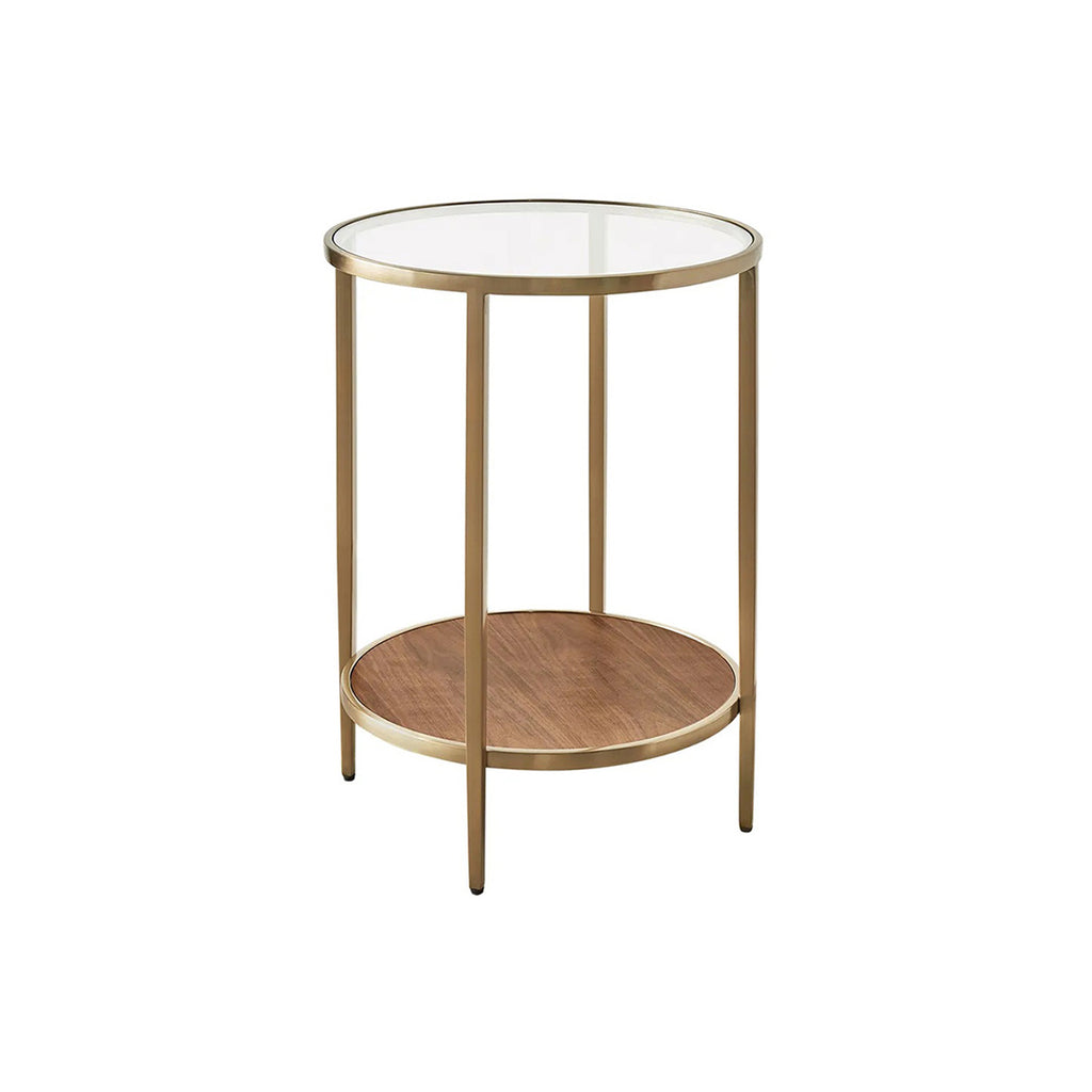 Cloe Glass and Timber Side Table - Gold