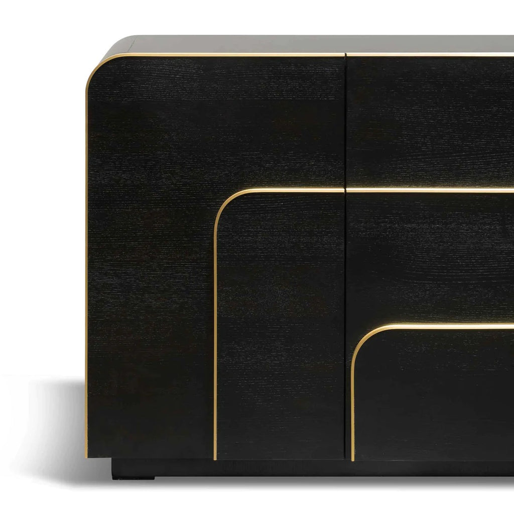 Coco Art Deco Buffet Cabinet - Textured Espresso Black 2m