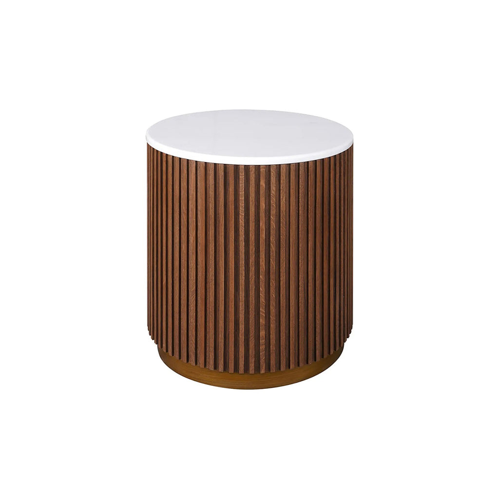 Como Round Marble Side Table - Walnut