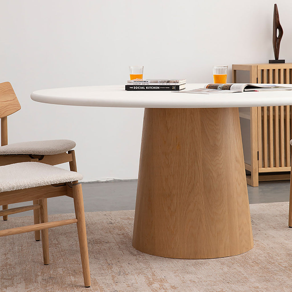 Jonah Natural Wood Dining Table - White Top