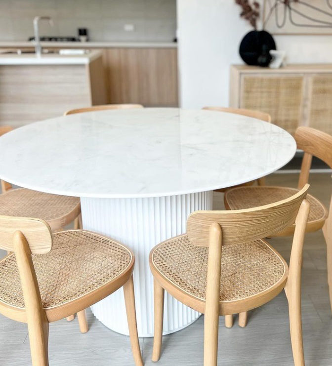 Hunter White Round Dining Table Marble 