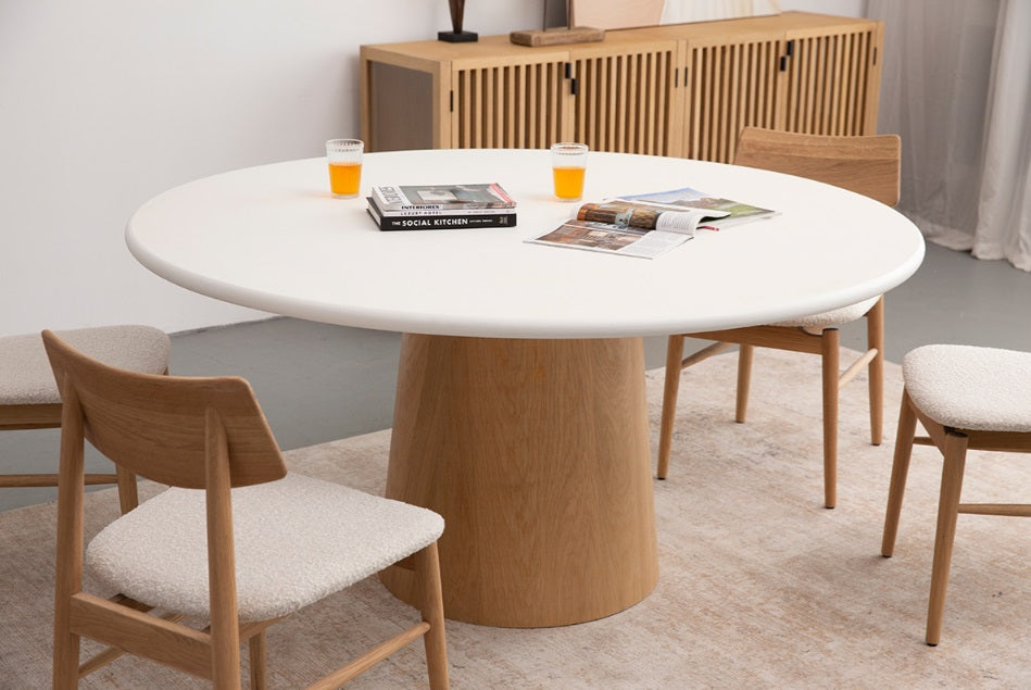 Jonah Natural Wood and White Top Dining Table