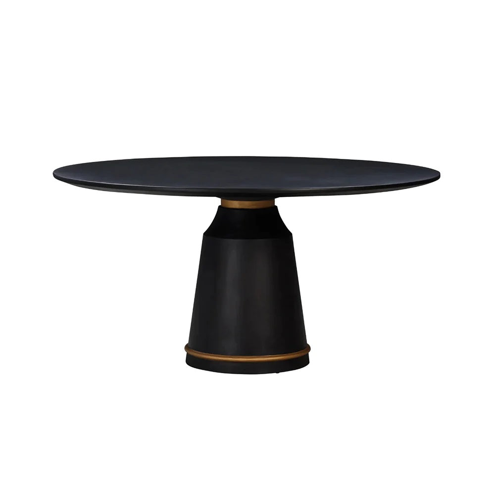 Kelly Black Round Dining Table - Gold
