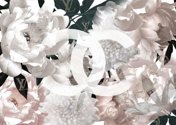 Floral design with haute couture logo in the centre 