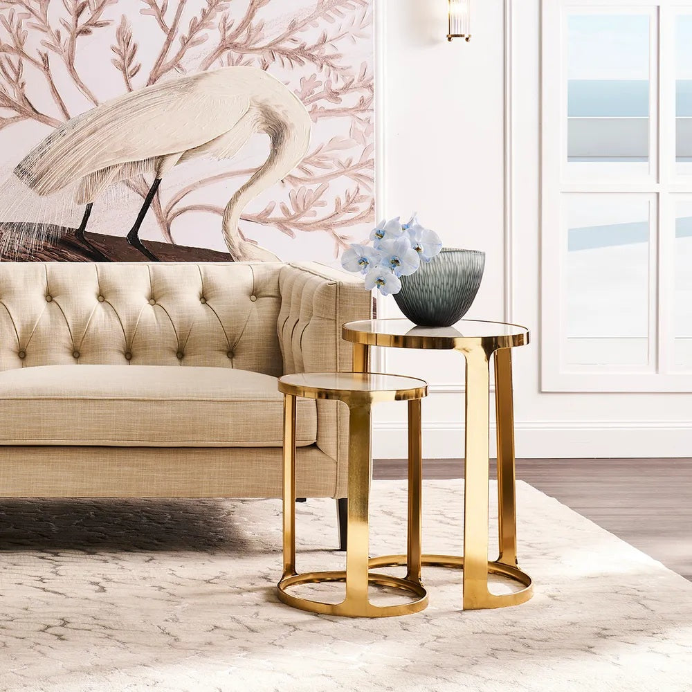 Lara Marble Nesting Side Tables - Gold