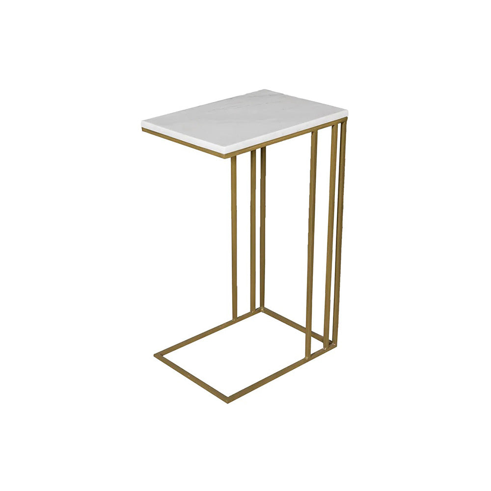 Latte Marble Side Table - Gold