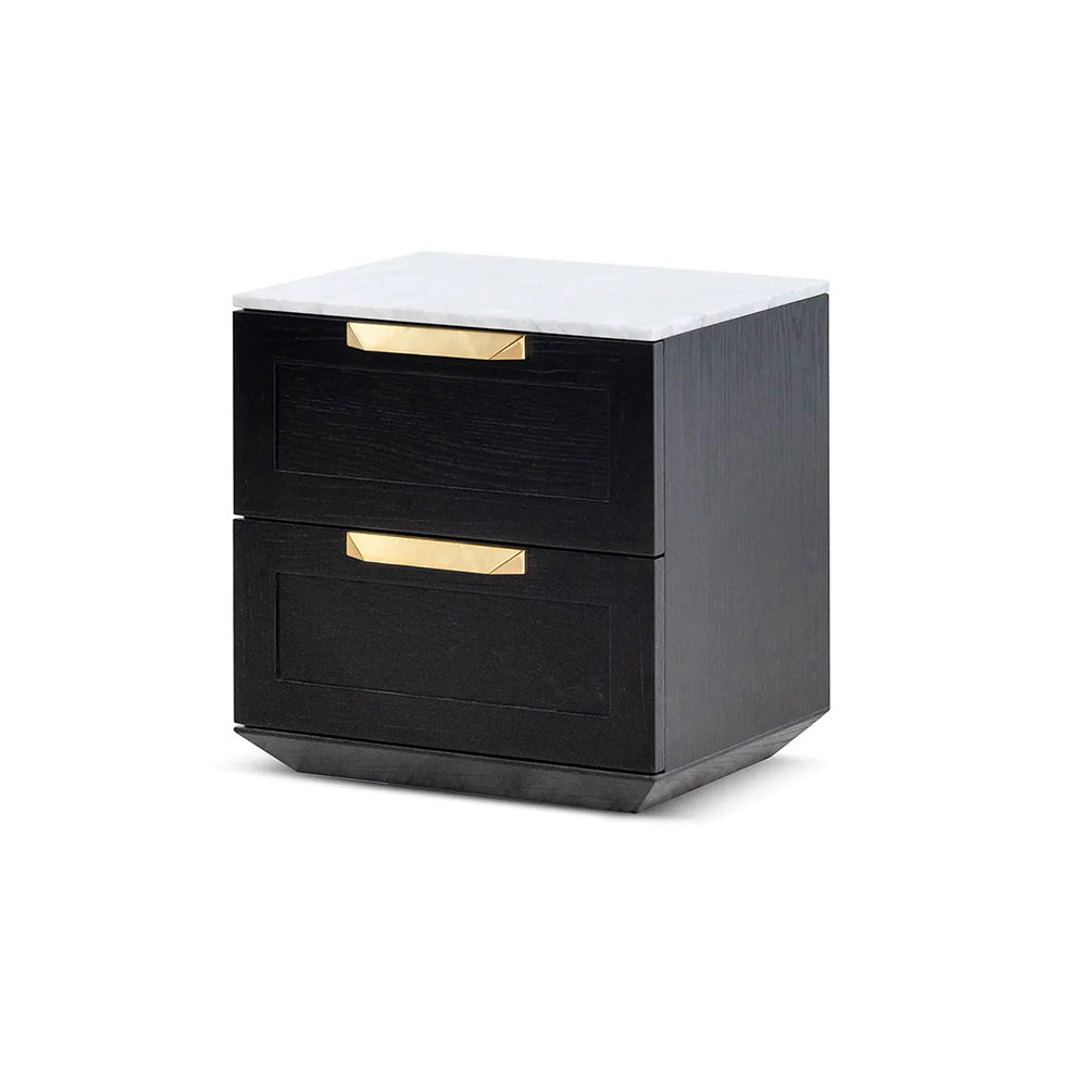 Leia Bedside Table - Black with Marble Top