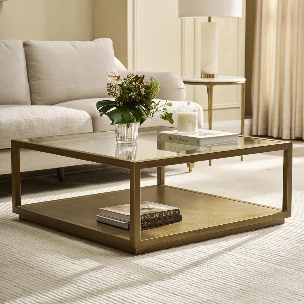Lugano Square Coffee Table - Antique Gold