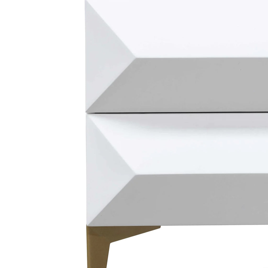 Luke Bedside Table - White with Gold Legs