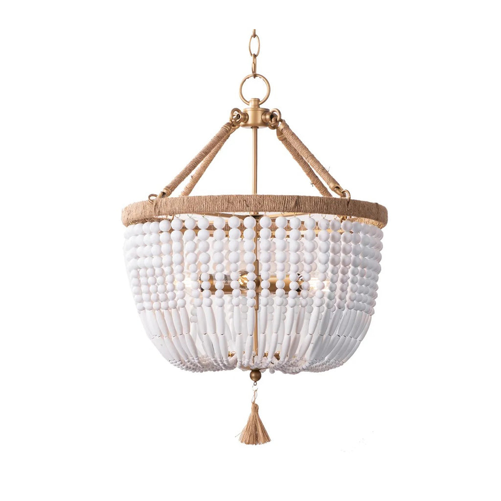 Malabar Beaded Pendant - Small Natural/White