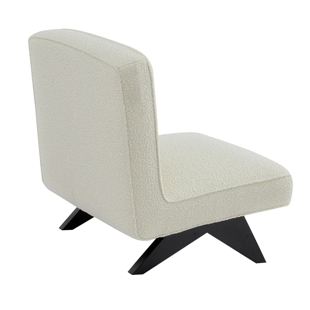 Venice White Boucle Chair | Black Base