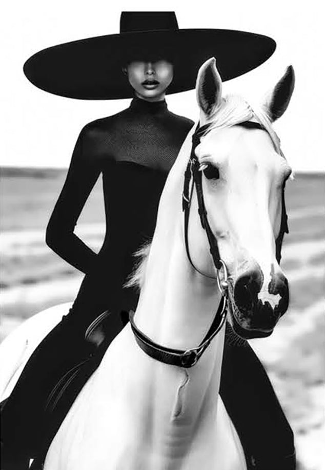 Midnight Equestrian Black & White Wall Art