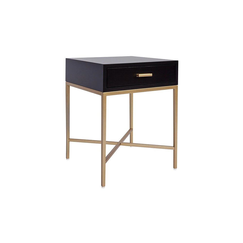 Noosa Small Luxury Bedside Table - Black and Gold