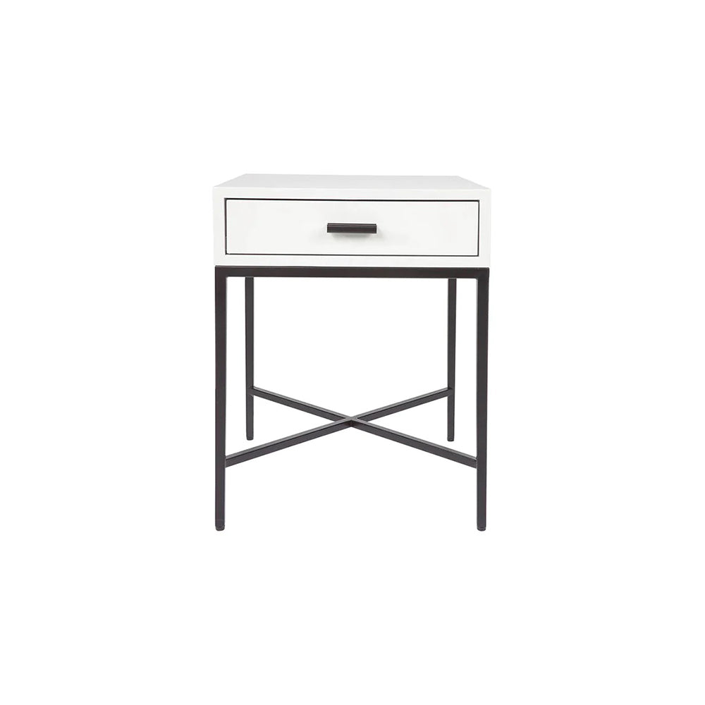 Noosa Small Luxury Bedside Table - White and Black