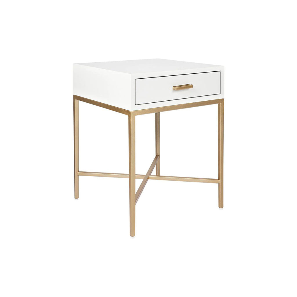 Noosa Small Luxury Bedside Table - White and Gold