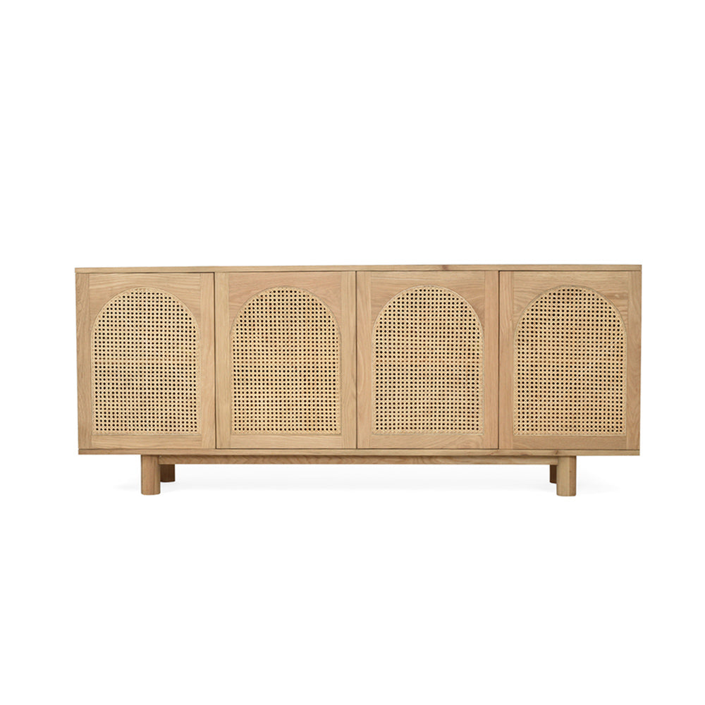 Newport Four Door Rattan Arched Sideboard – American Oak