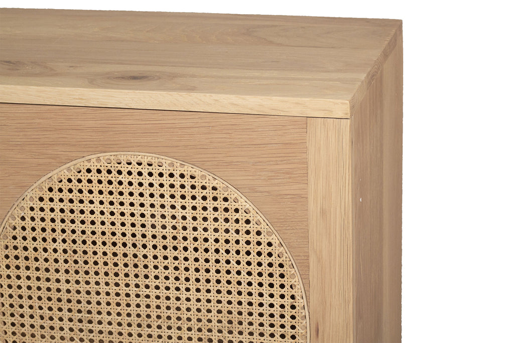 Newport Four Door Rattan Arched Sideboard – American Oak