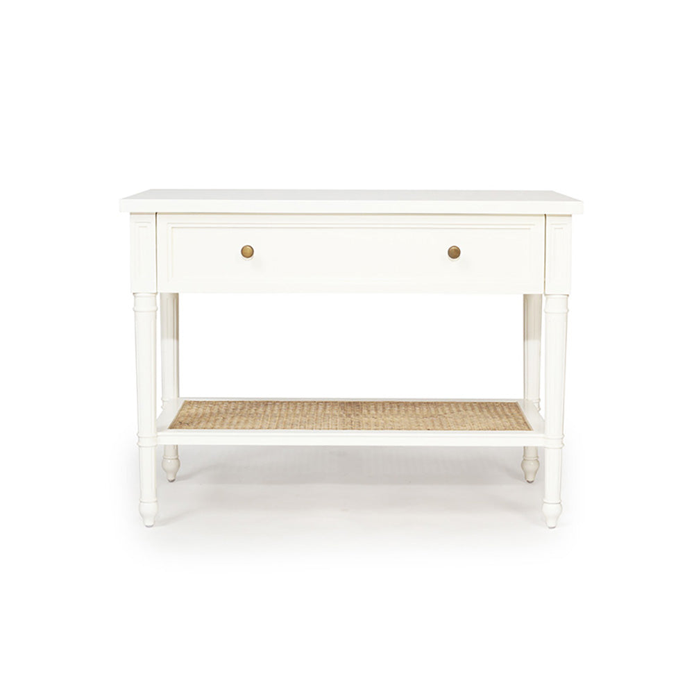 Newport Rattan Large Bedside Table - White