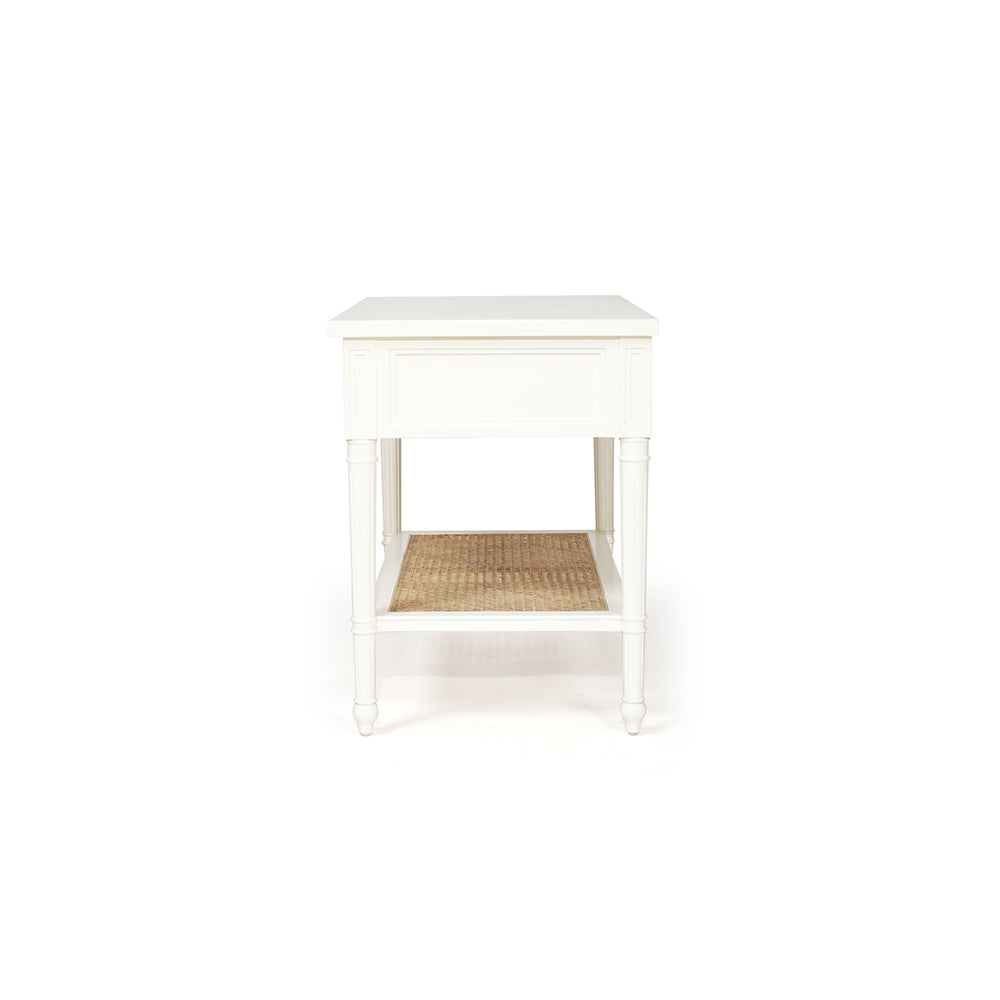 Newport Rattan Bedside Table - White